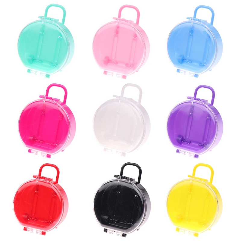 6Pcs Mini Cute Round Plastic Trolley Case Doll Suitcase Model Dollhouse Trunk Small Clutch Ornaments Dolls House Decoration Toys