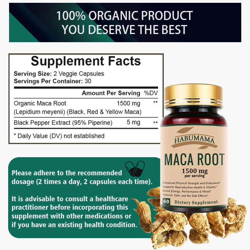 Maca Testosterone Booster for Men, Male Enhancing, Enhance Energy & Endurance, Muscle Growth Supplement