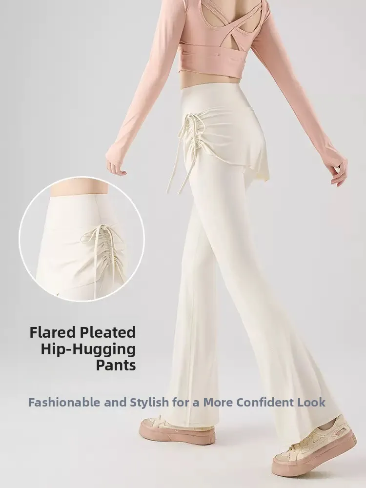 

Dstring Yoga Pants Women's High Waist Butt Lifting Fitn Pilates Trousers Long Leggings Nylon Fabric Autumn Collection