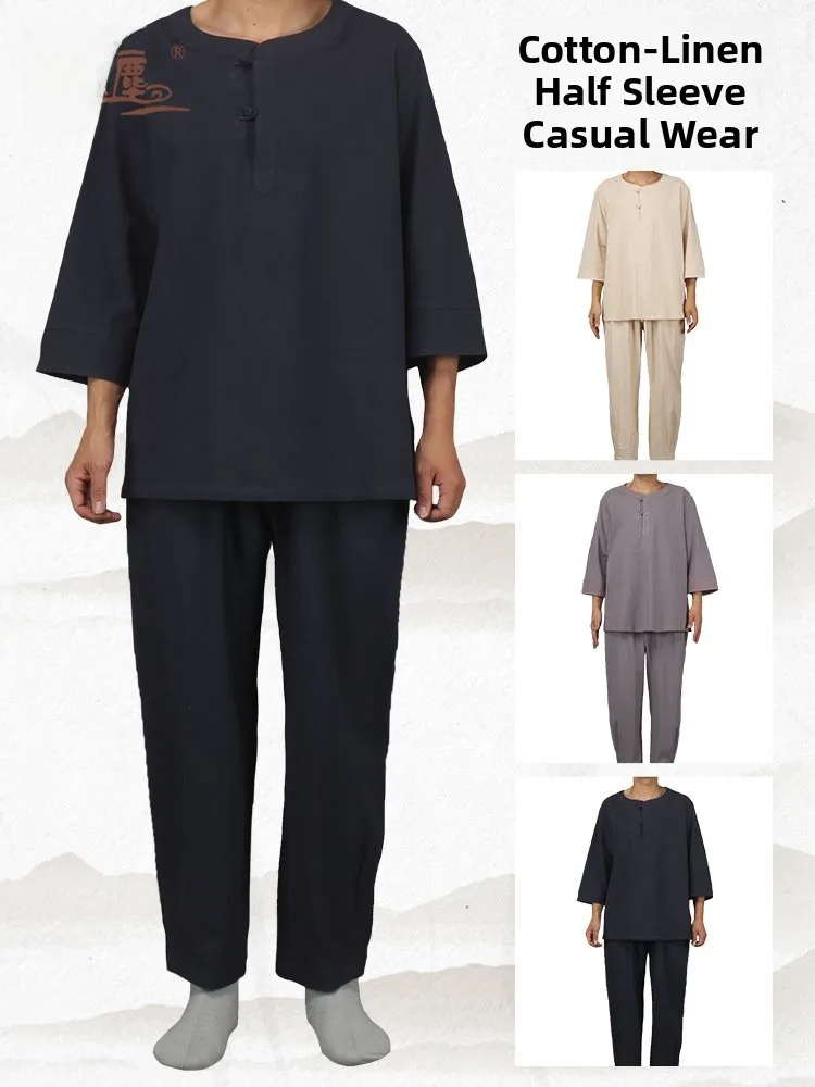 set-di-abbigliamento-monastico-in-cotone-e-lino-per-uomo-e-donna-manica-a-tre-quarti-abbigliamento-per-casa-e-tempo-libero-nuova-tunica-monastica-in-puro-cotone