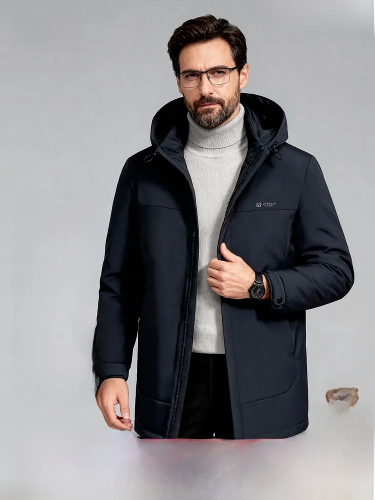 

Lightweight Padded Jaet Men's Casual Warm Busin ort Sle Removable Hood Nylon Fabric Snow Flng 2026 Spring New Arrival