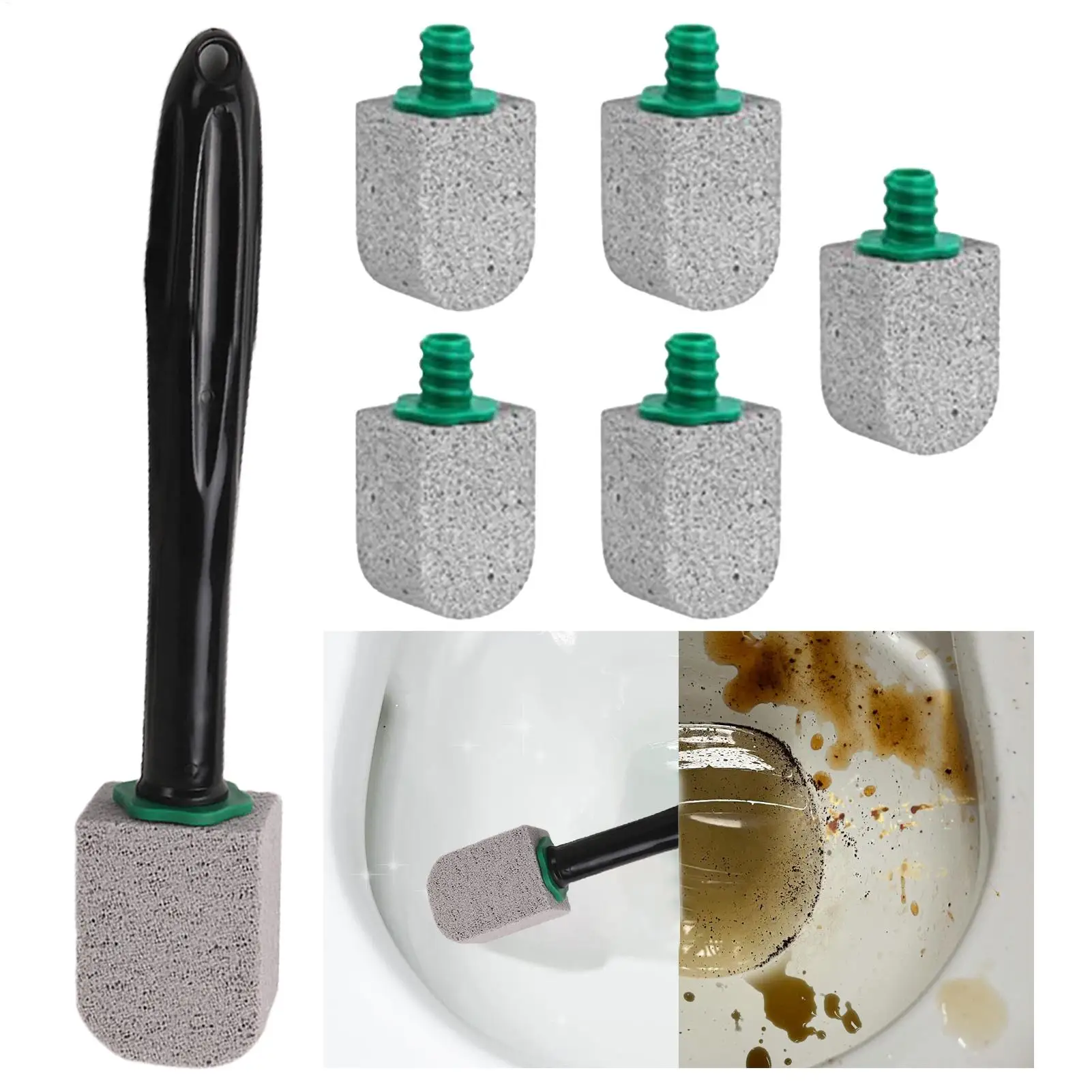 Pumice Stones With Long Handle Toilet Brush For Bathroom, Removes Hard Water Stains From Sink, Bathtub, Grill & Toilet