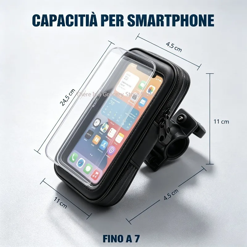 Borsa impermeabile da fissare al manubrio della bicicletta, con supporto per telefono fino a 7 pollici, schermo touchscreen antiriflesso e tasca frontale per riporre oggetti, dotata di foro per le