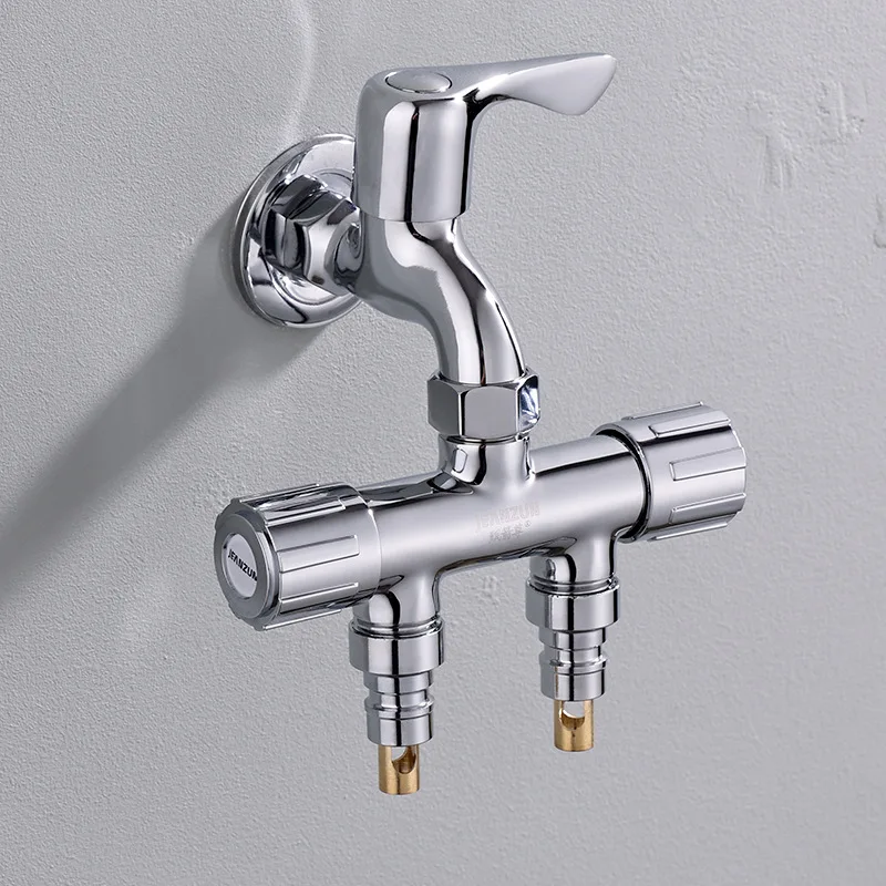 

Washing machine faucet with one and two connectors, water heater with one inlet, two outlets, three-way converter and splitter,