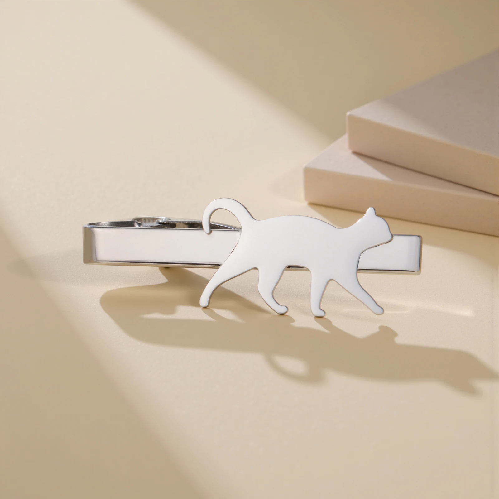 Waking Cat Tie Clip for Man Women Stainless Steel Cute Animal Kitten Tie Pin Suit Accessories Wholesale Birthday Gift 2026