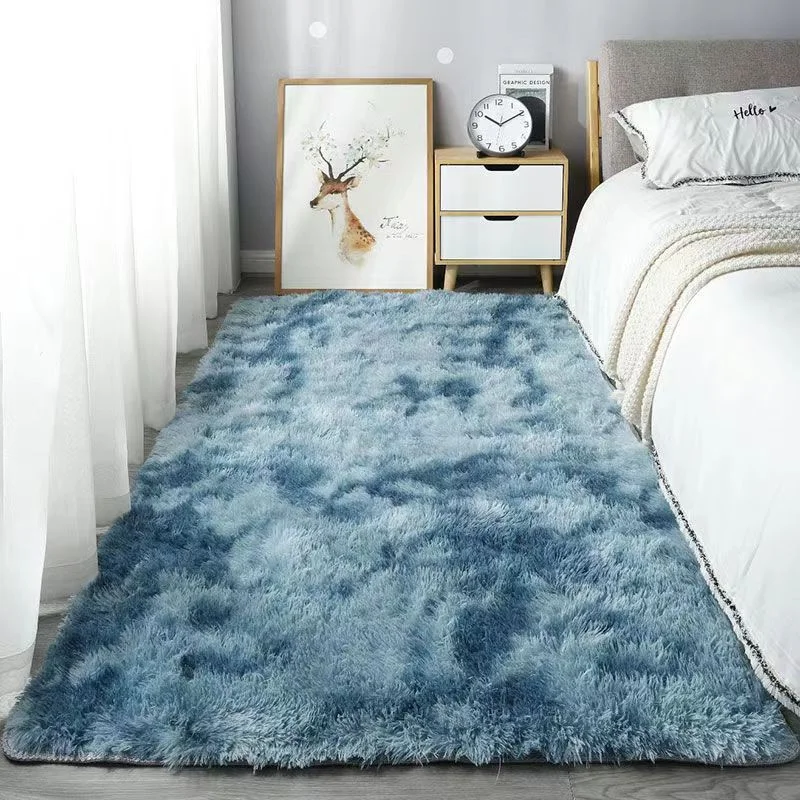 VIKAMA 40*60CM Silk Wool Rug Girls Room Living Room Bedroom Hotel Tie-Dye Cushion Washable Dirt Resistant Carpet