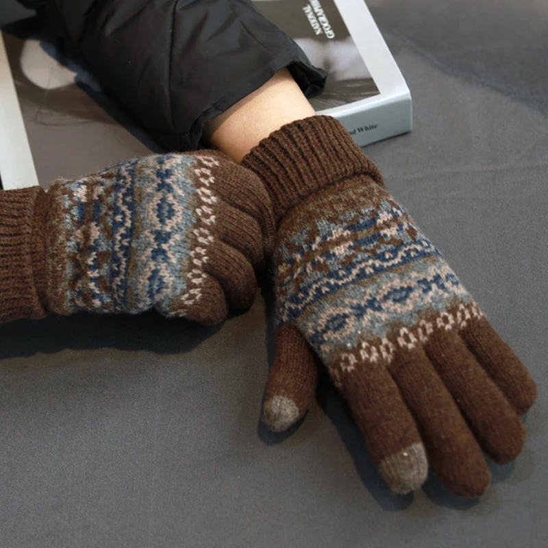 

Korea Style Women's Winter Warm Touch Screen Gloves Womens Thermal Cable Knit Wool Fleece Lined Gloves For Cold Weather