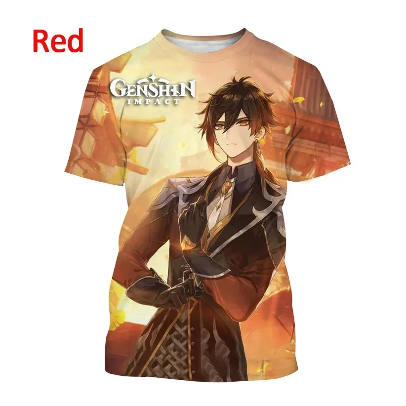 Лидер продаж, футболка с 3d принтом Genshin Impact, индивидуальный Повседневный модный топ унисекс с круглым вырезом и коротким рукавом