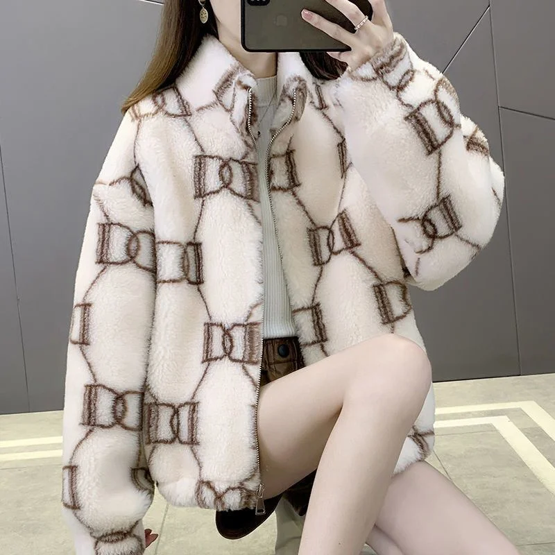 Shearing Jacket Women's 2023 New Style Waichuan Winter Loose Outerwear Female Hooded Fur-Fur Integration Lamb Wool Coat Girl Top