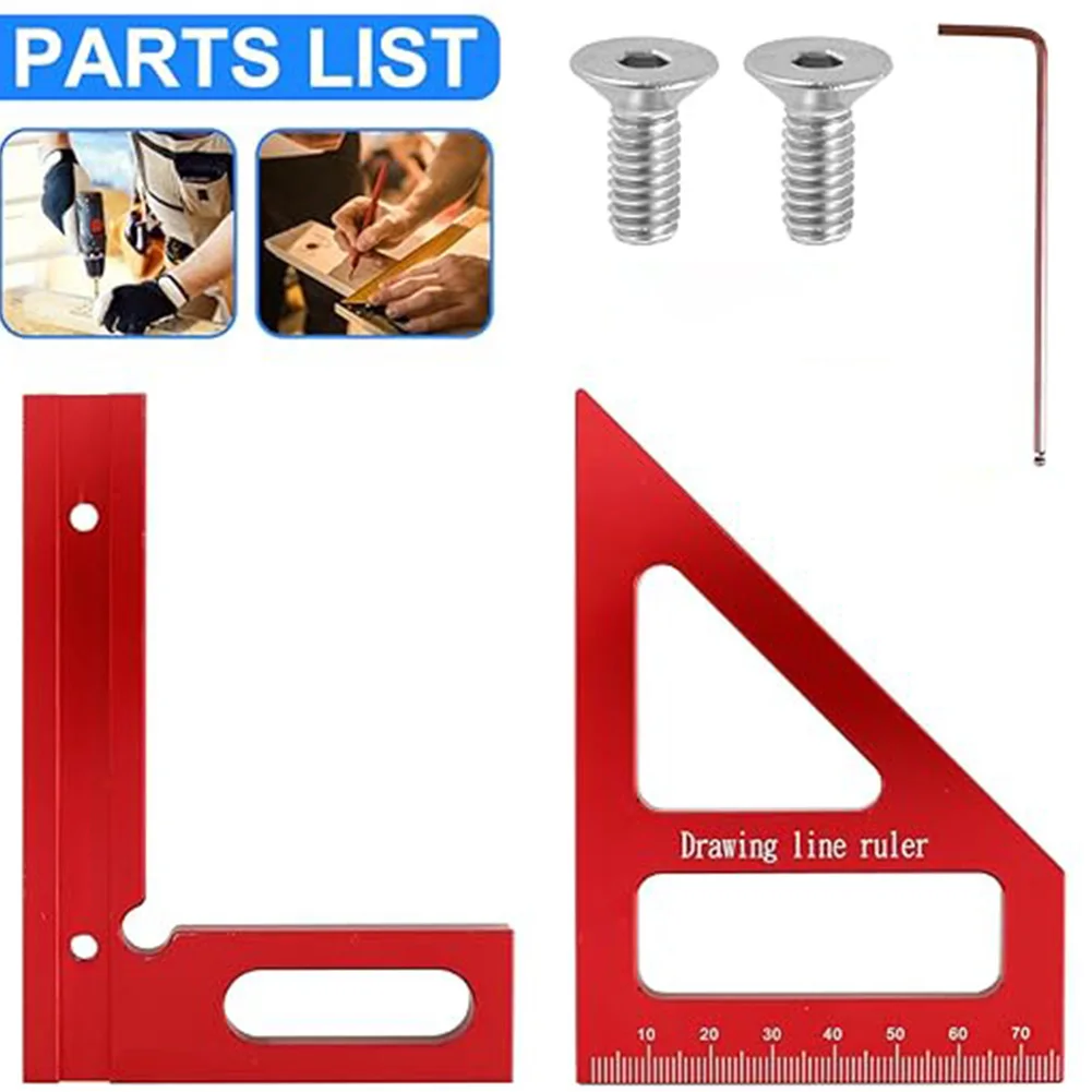 3D Multi-Angle Ruler Square Protractor Multi-Function Triangle Ruler DIY Measuring Tool Aluminum Alloy for Engineer Carpenter