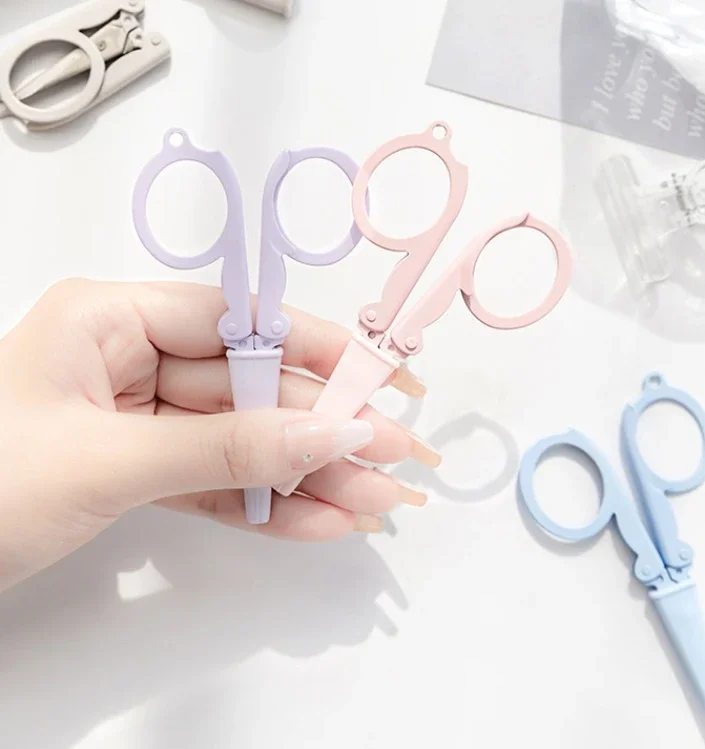 Cute Foldable Scissors Mini Morandi Paper Cutter Knife Portable Envelopes Opener DIY Handmade Art Tools School Office Supplies