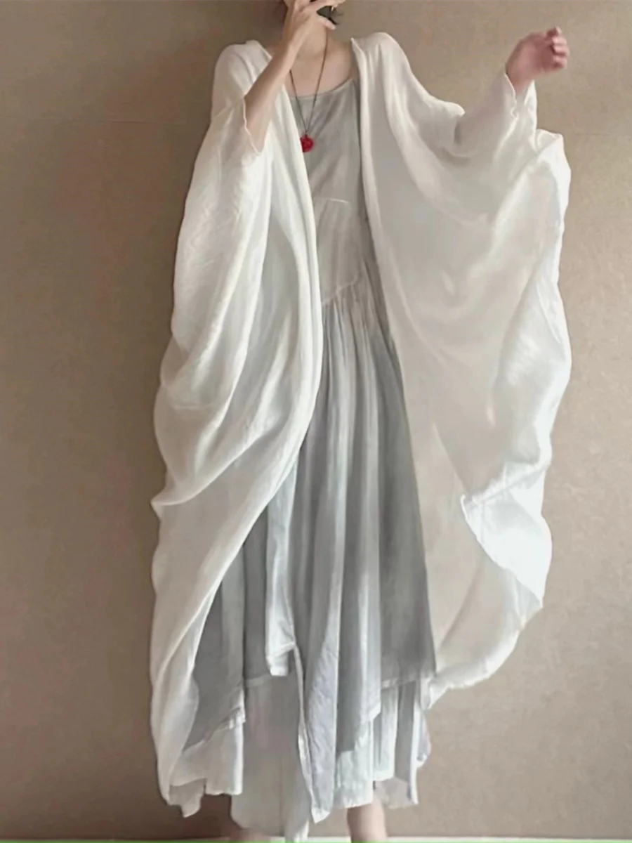 Plus Size Damen Sommer Dünne Farbe Batwing Sve Offene Strickjacke Lange Lose auf Sle Sonnenschutz Oberbekleidung