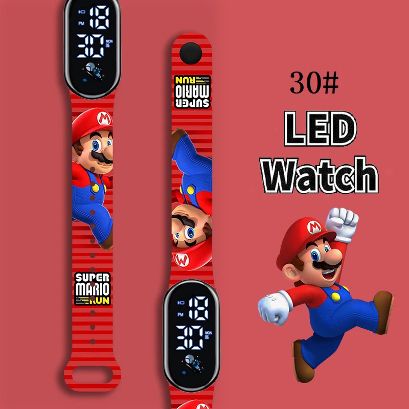 Super Mario Bros Children's Watches Anime Character Luigi Luminous Bracelet Watch LED Touch Waterproof Sports Kids Gifts Watch