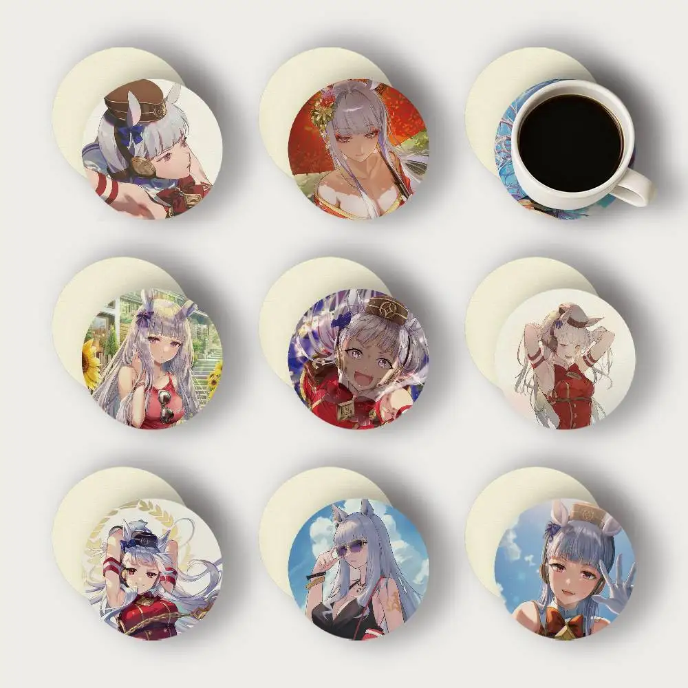Anime Uma Gold Ship 2D Wooden Coasters Heat Resistant Non-Slip Holiday Birthday Gift Durable