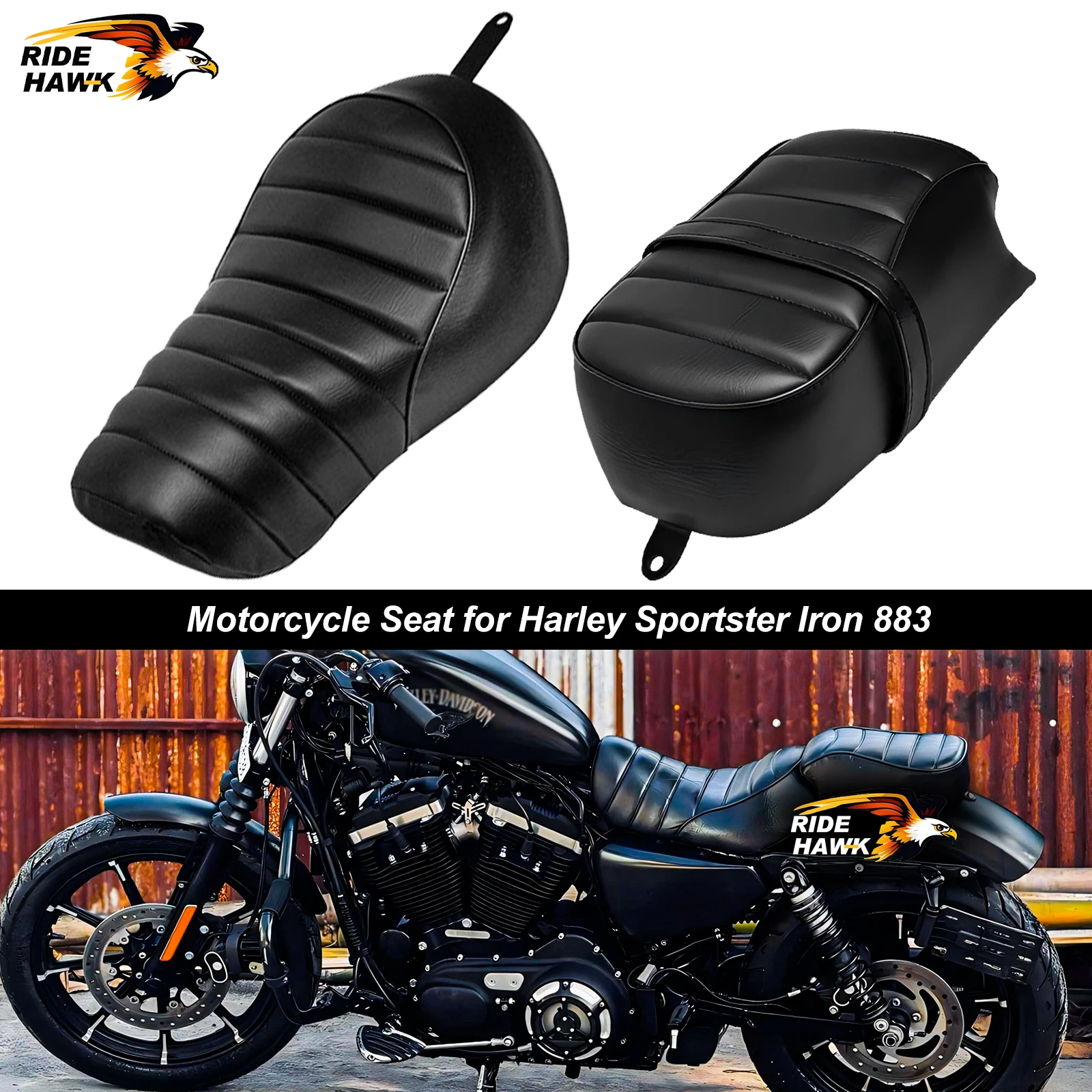 

Мотоциклетное сиденье, заднее пассажирское сиденье, черное спортивное сиденье для Harley Sportster Iron 883 XL883N 2016-2022