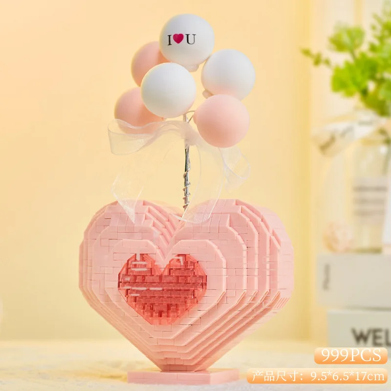 Adults Heart Micro Building Blocks Construction Set for Children Girls 18 Years Old Valentine Day DIY Assembled Mini Bricks Toy