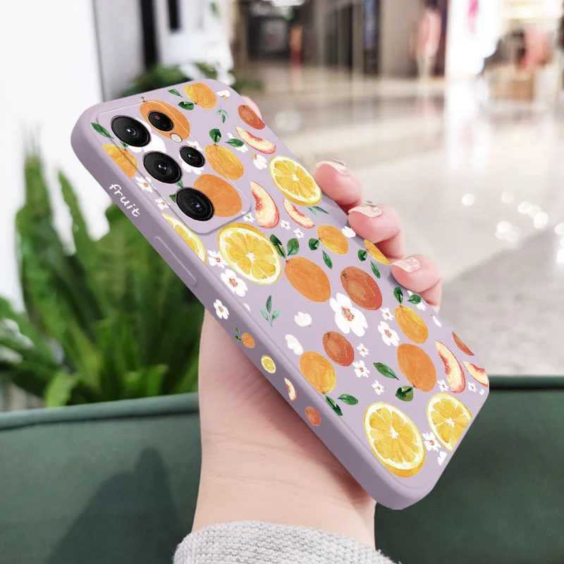 Watercolor Oranges Phone Case For Samsung Galaxy S25 S24 S23 S22 S21 S20 Ultra Plus FE S10 Note 20 ultra 10 9 Plus Cover