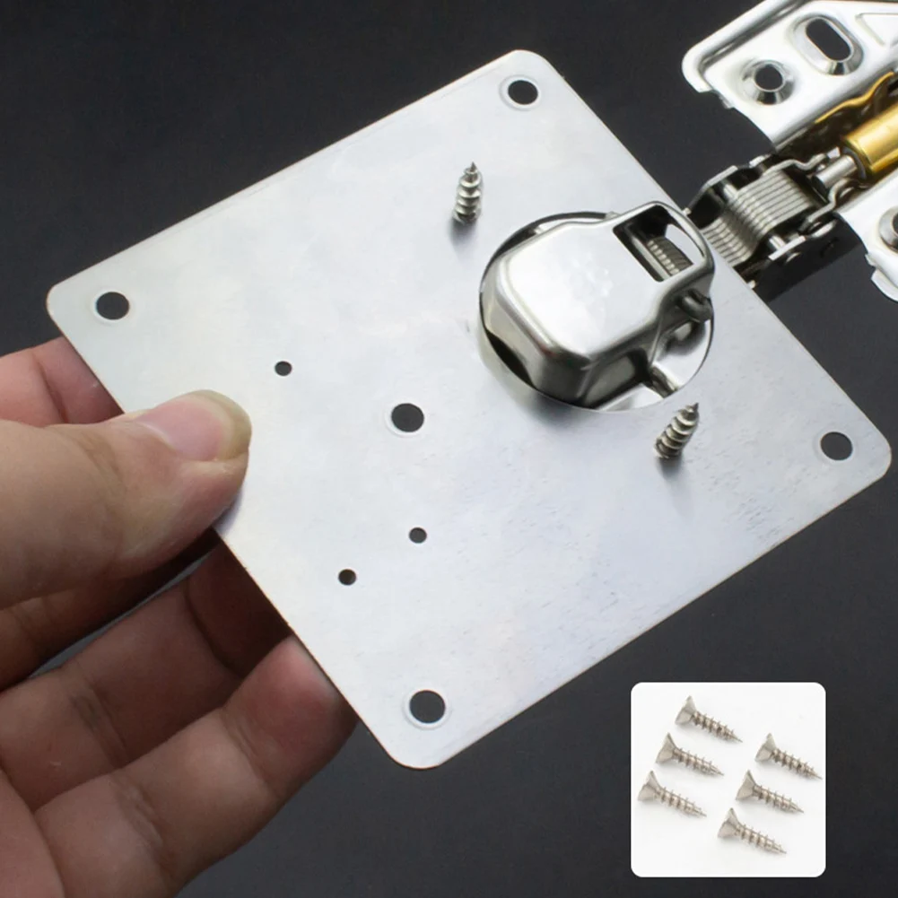 Placa de reparo de dobradiça de aço inoxidável com parafuso de montagem, kit de reparo de dobradiça de porta de armário de cozinha para prateleiras de móveis de madeira