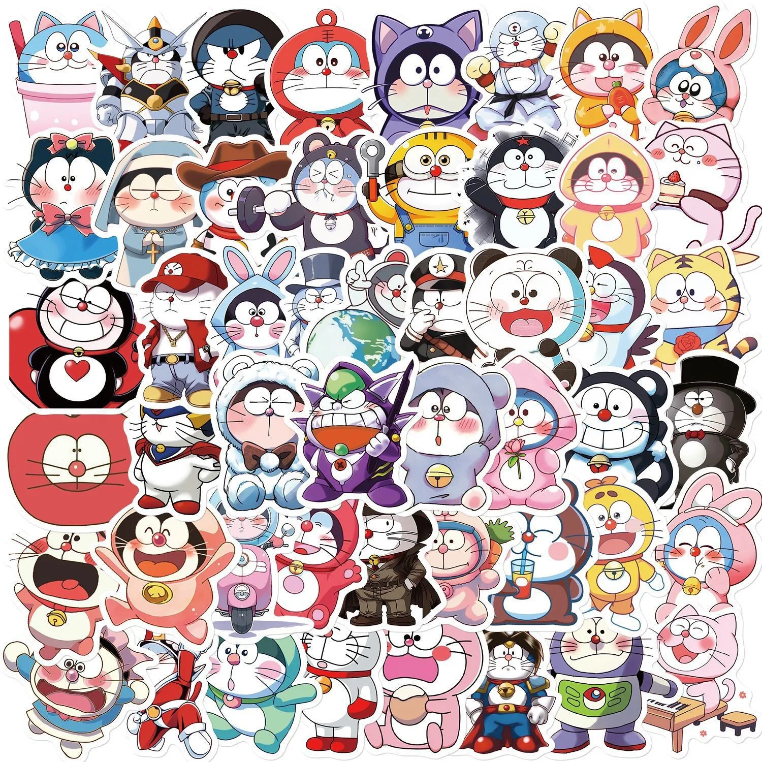 50 Pcs doraemon Water Bottle Stickers for Kids，Laptop Skateboard Stickers for Boys Girls，Fun Craft Stickers for Party Favors