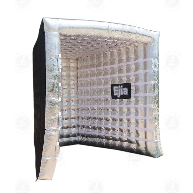 Ready to Ship Hotsale Black & Silver Portable Outdoor Oxford Fabric Inflatable Air Photo Booth Backdrop For Photo Booth