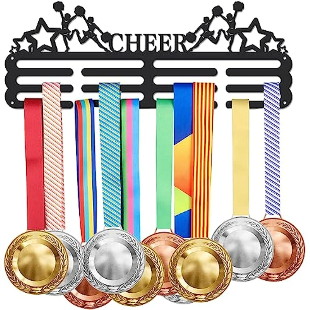 Cheer Cheerleading Medal Holder Pentagram Medals Display Rack Sturdy Steel Metal Holder Wall Mount No Hooks Over 60 Medals