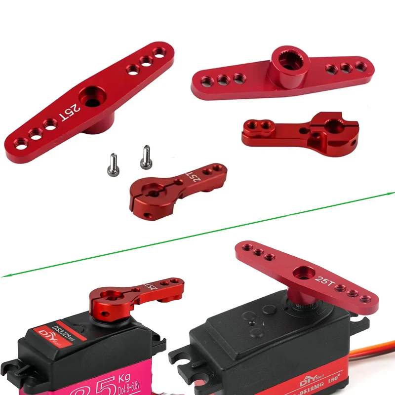 

1/2/4 шт. красные металлические детали сервопривода из алюминиевого сплава, рулевой рычаг с 3 отверстиями 25 т для стандартных сервоприводов, аксессуары для металлических поворотных рычагов 25 т