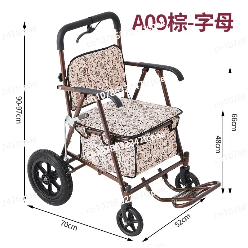 

Four-Wheel Design Adjustable Height Hand Push for Convenient Food Buying Installation-Free Elderly Shopping Cart Foldable