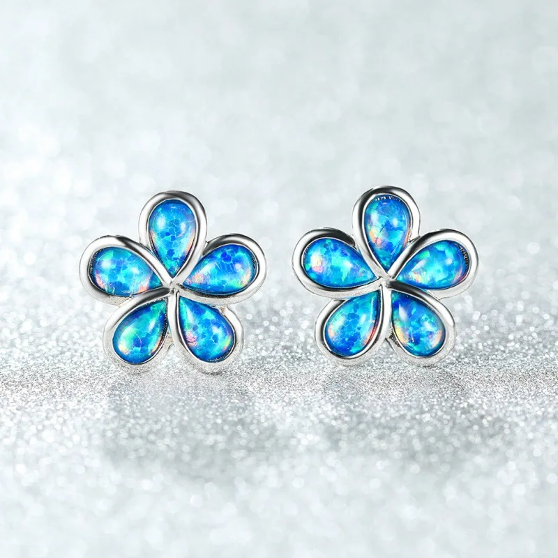 Non Fading High-end Three-dimensional Australian Treasure Large Five Petal Flower Earrings Exquisite and Versatile Accessories
