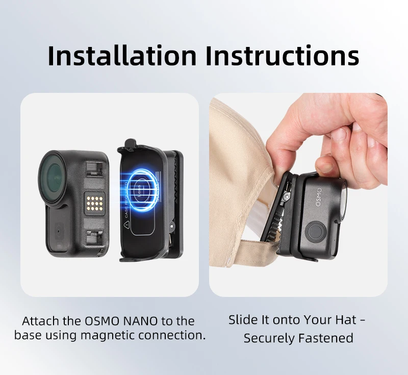 Magnetischer Rucksack-Clip-Halter für DJI OSMO NANO, Schnellverschluss-Anti-Shake-Clip, unterstützt DJI Original-Schutzhüllen – Detail 10