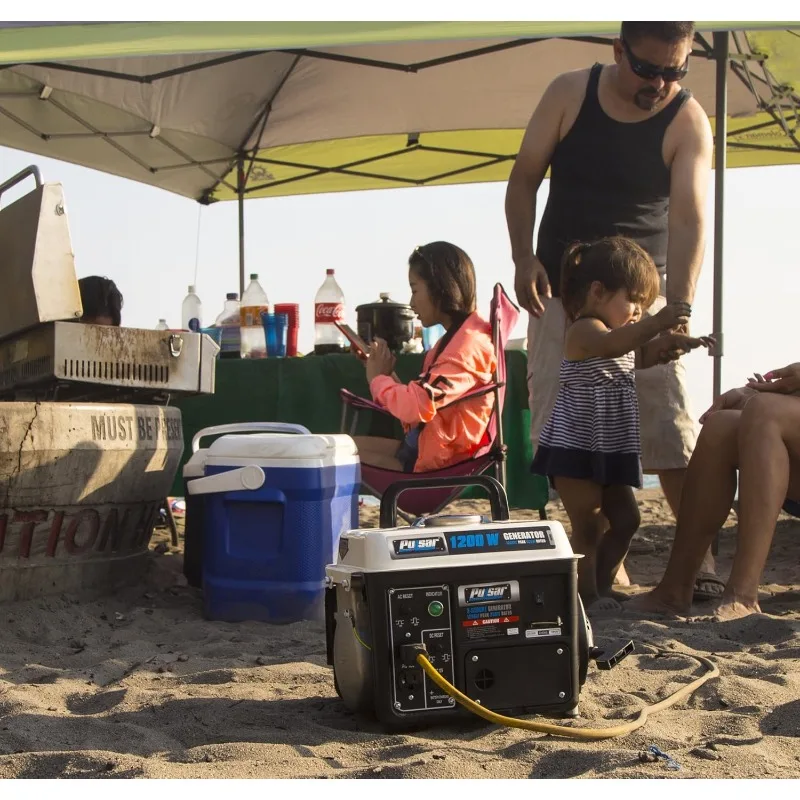 Alça de transporte de 1 200 W, gerador portátil a gás PG1202SA, 1200 W, preto/branco