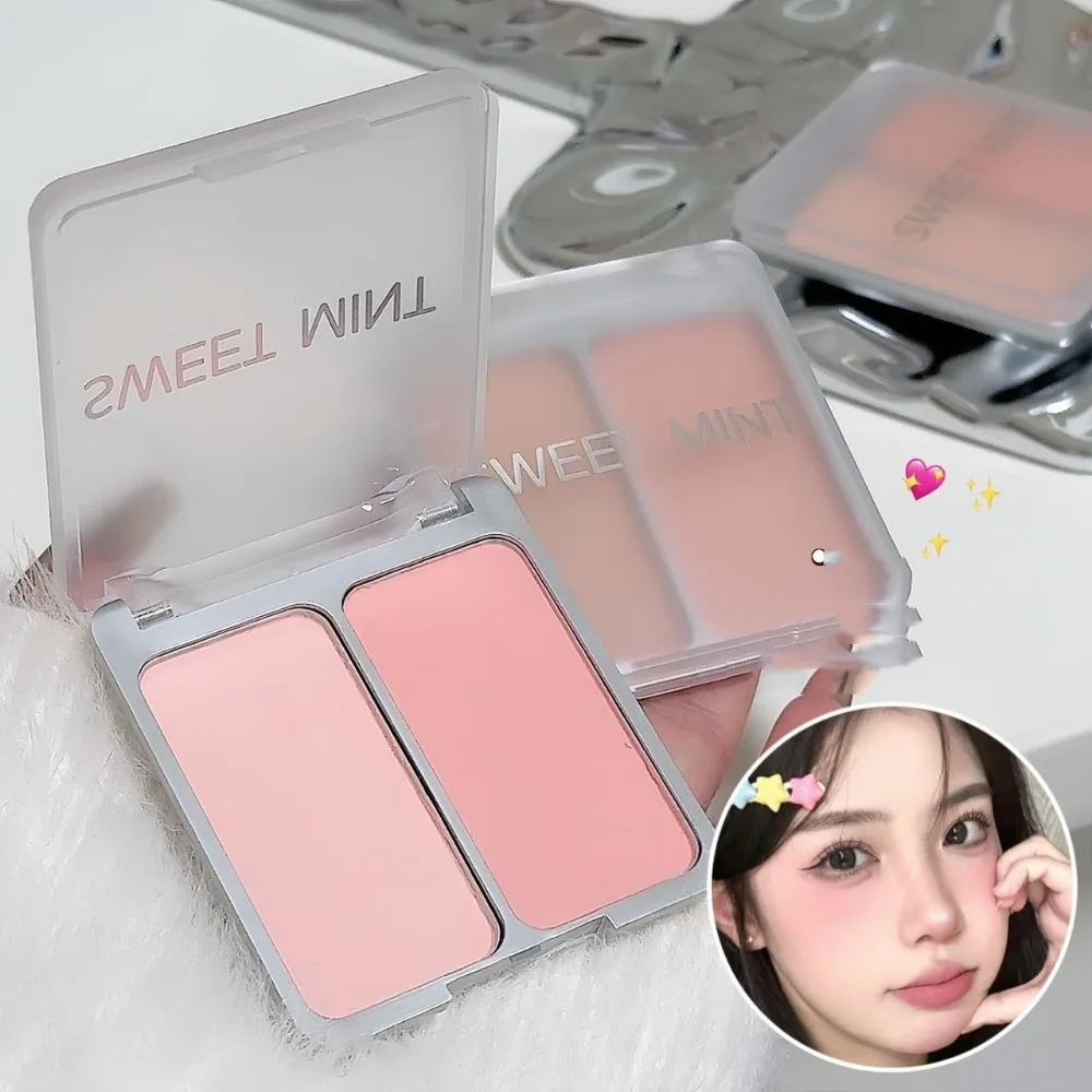 New Two-tone Blush Powder Palette Natural Purple Brighten Skin Blusher Milk Peach Pink Makeup Rouge Cosmetics