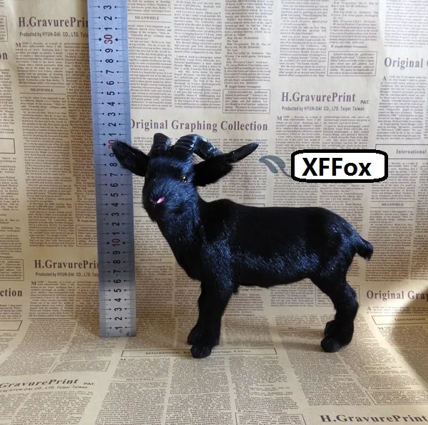 plastic&fur black sheep model simulation goat home decoration gift about 26x21cm p2886