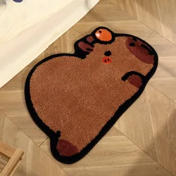 Tufting Capybara Bathroom Mat Cartoon Bedrooom Rug Living Room Carpet Soft Bedside Floor Pad Aesthetic Home Decor 48x80cm