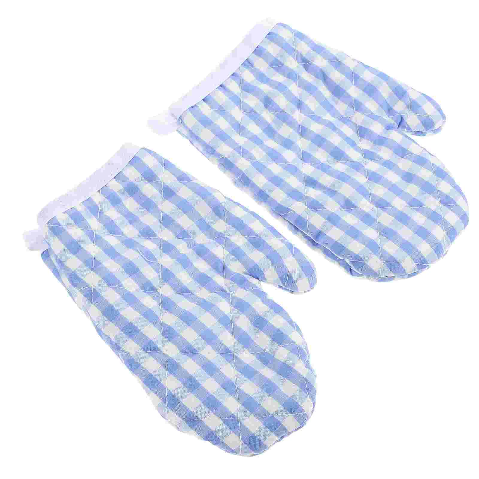 

2 Pcs Toddler Football Gloves Microwave Kids Oven Children's Baking Barbecue Mittens for Kitchen Blue Mitts Baby