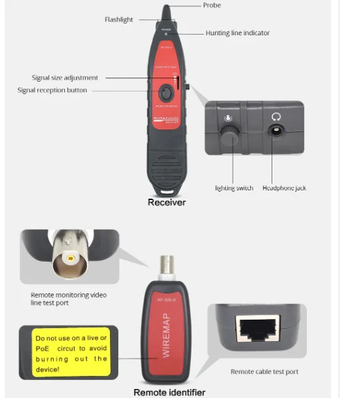 NOYAFA Cable and Network tester NF-300 Cable Tracker Detector Wire Tracker Lan Tester Professional Network Cable Tester