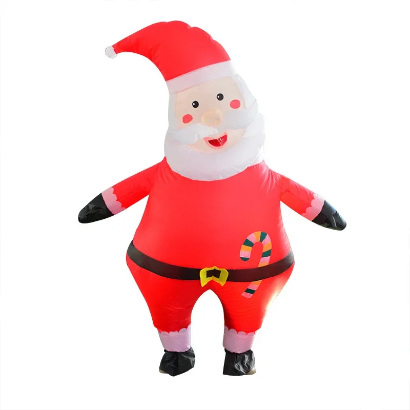 

Inflatable Santa Claus Costume Tilted Head Merry Christmas Outfit for Adults Cute Naive Performance Clothing for Bar Events