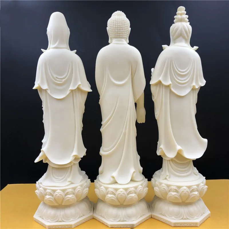 3PCS Buddhism XI FANG SAN SHENG Buddha statue sculpture Amitabha Guanyin Mahasthamaprapta HOME shrine Efficacious protection