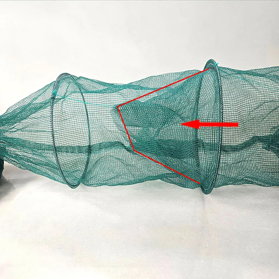 Krabbenfalle, Garnelenfalle, Garnelennetz, Fischfalle, Hummerfalle, Minnowfalle, zusammenklappbares tragbares Netz, Krabbe mit Schwimmer und robuster Kette – Detail 7