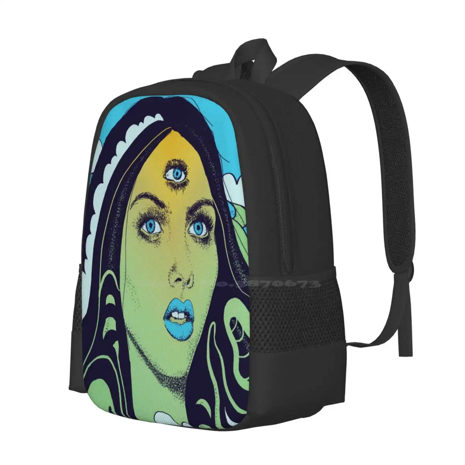 Wahrsager Verity in blauen Tasche Rucksack für Männer Frauen Mädchen Teenager psyche delisch okkulten trippy Hippie Magie blau Hexerei