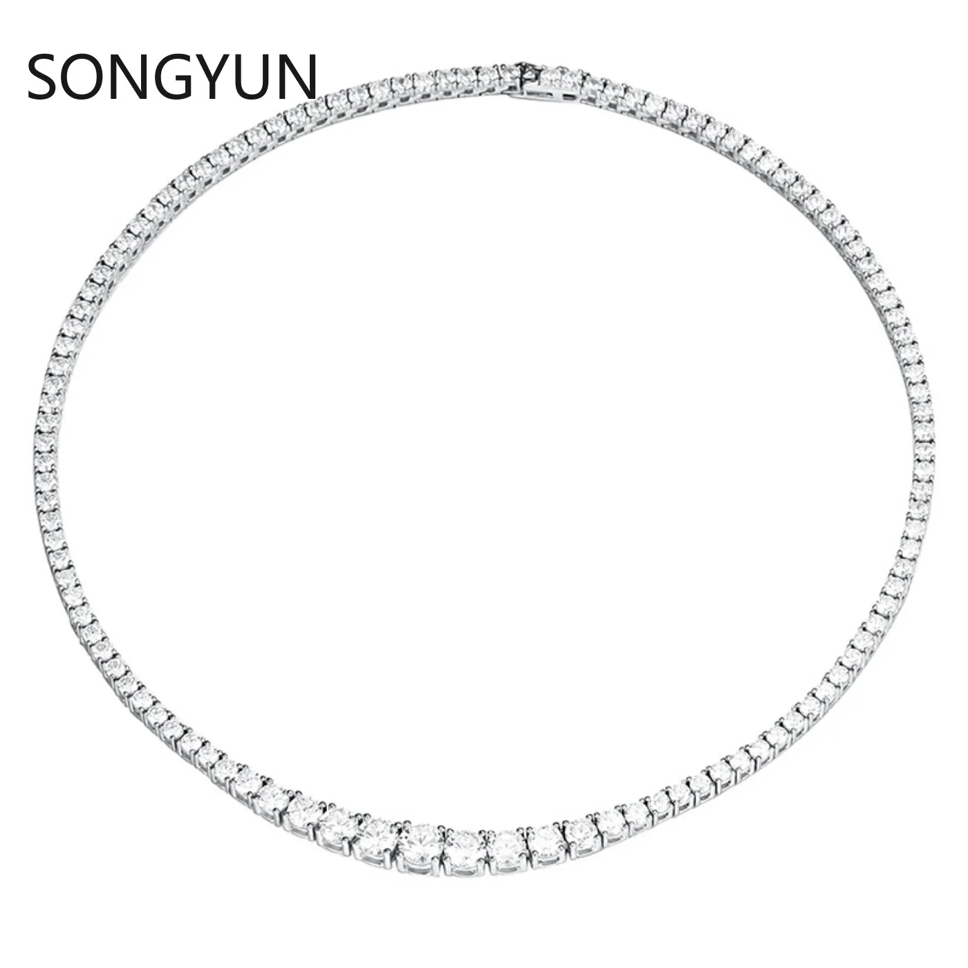 SongYun Luxury Jewelry 925 Sterling Silver Tennis Chain Necklace For Women Men Moissanite Diamond Tennis Necklaces Fine Jewelry