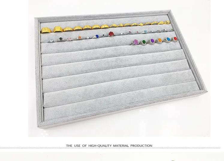 35X24X3Cm Flannel Jewelry Tray 100 Digit Ring Display Storage Jewelry Display Props Ring Trays Dedicated Dustproof Plastic Cover