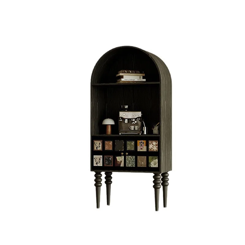 

French medieval style Bailian solid wood bookcase, bedroom storage storage cabinet, retro style dining side cabinet