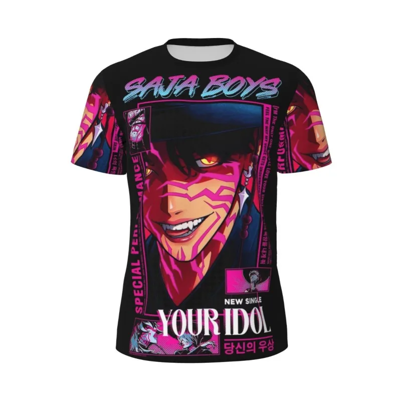 Camiseta gráfica KPop Demon Hunters para mujer, ropa de calle coreana de moda con lindos estampados de tigre Derpy para entusiastas de la moda de verano