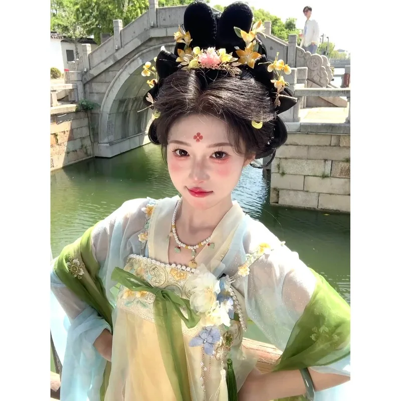 Green ancient clothing adult Hanfu women's 2026 new improved suit Xiao Tang Feng chest-length skirt