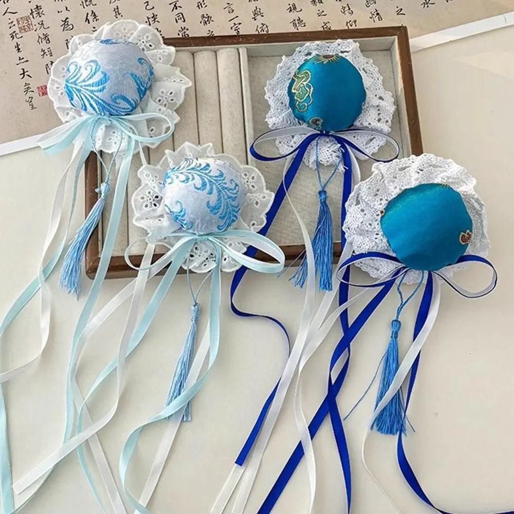 

Lace Bow Chun-Li Hair Bun Clip Cloth Cheongsam Headdress Bowknot Tassel Hair Clip Ruffle Barrettes Chinese Style Hairpin