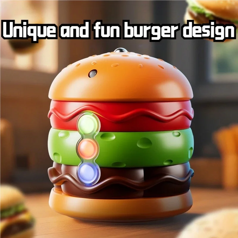 Colorful Spinning Top with Light-Up Hamburger Music, Rotating Children's Toy for Boys/Girls, Electric Gift with Flashing Lights, Popular Item, Suitable for Birthdays, Full Moon Celebrations, Travel Souvenirs, Graduations, Housewarming, Parties, Christmas, Valentine's Day, Spring Festival, Father's Day, Mother's Day, Teacher's Day, New Year's Day, Qixi Festival, Halloween, Easter, National Day, Children's Day