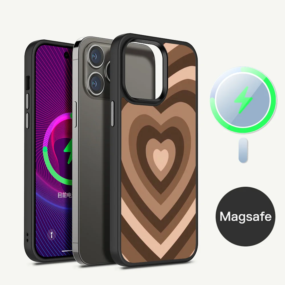 

Love heart Phone Case Magnetic Case For iPhone 14 13 12 11 15 Pro Max Plus Mini For Magsafe Wireless Charge Cover