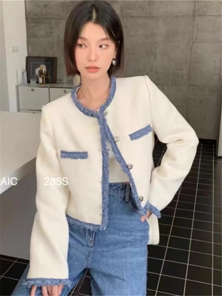 Colorfaith JK9549JM New 2024 Korean Fashionable Chic Vintage Wild Elegant Office Lady Chic Spring Summer Women\'s Short Jackets