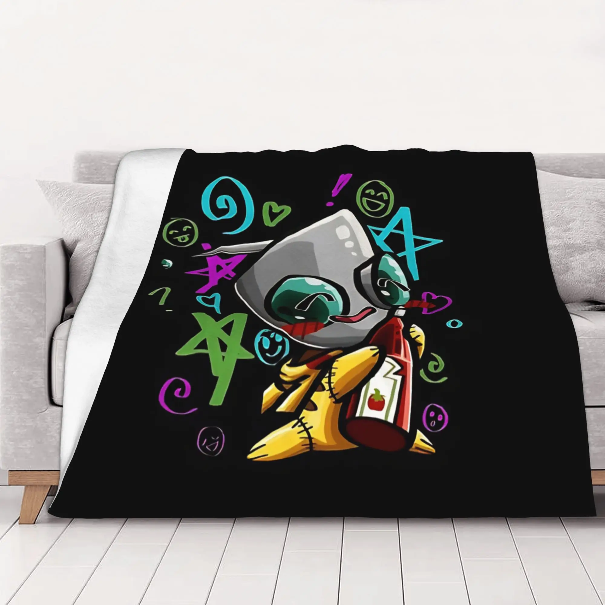 1PC Home Cutecore bumbling Invader Zim Blanket Super Cosy Plush Home Living Room Sofa Halloween