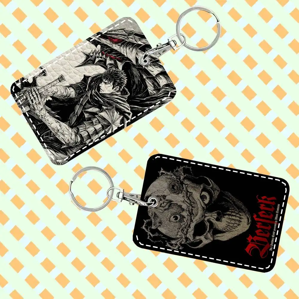 Anime B-berserk - Estuche para tarjetas, llavero, tarjetero, anillo para llaves, soporte de cuero para tarjetas, accesorio para llaves